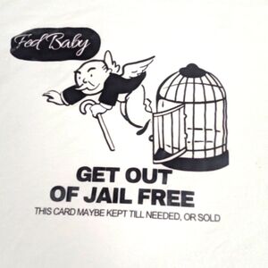 Monopoly Get Out Of Jail Free White Tee Shirt XL